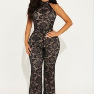 Good At Last Lace Jumpsuit- Black Size L